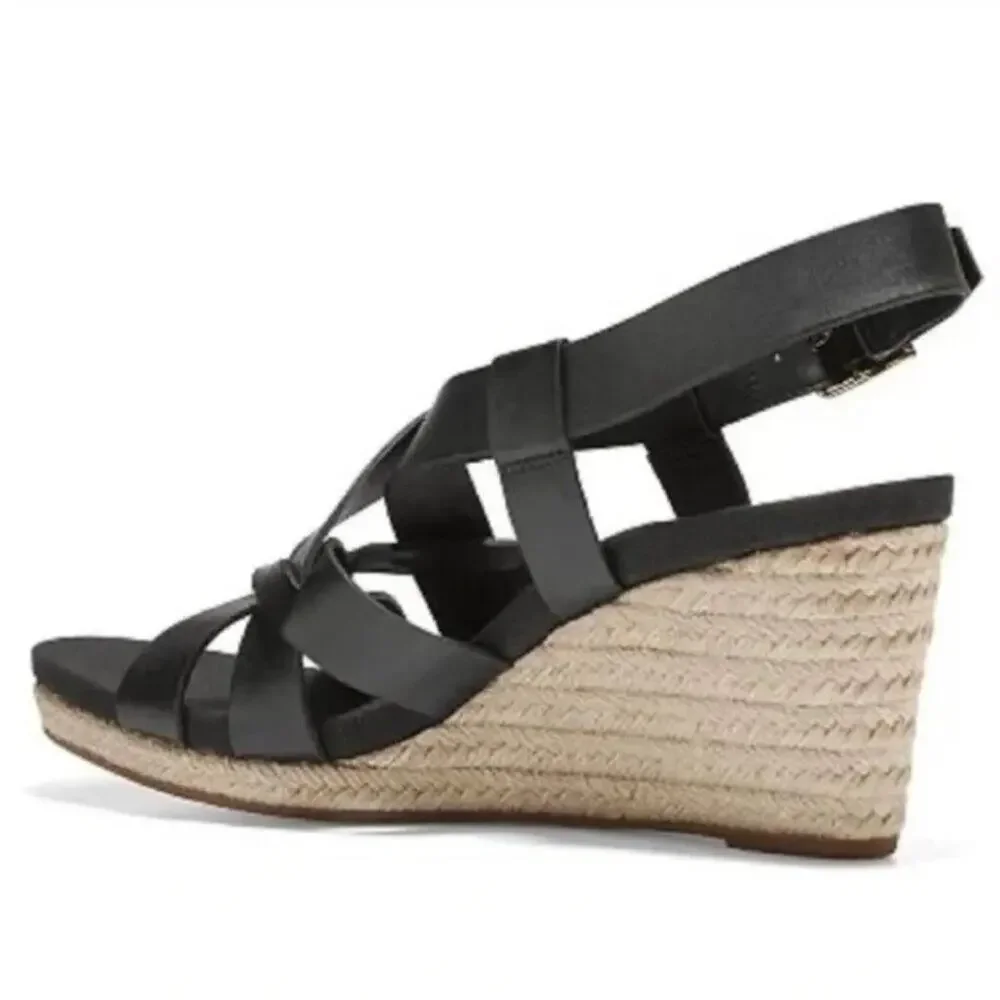 Cole Haan Crystal Leather Wedge Sandals New